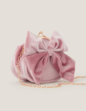 Velvet Bow Clip Frame Bag, Pink (PALE PINK), large