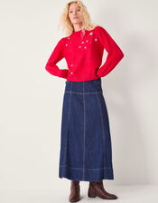 Erika Gemstone Embellished Sweater, Red (RED), large