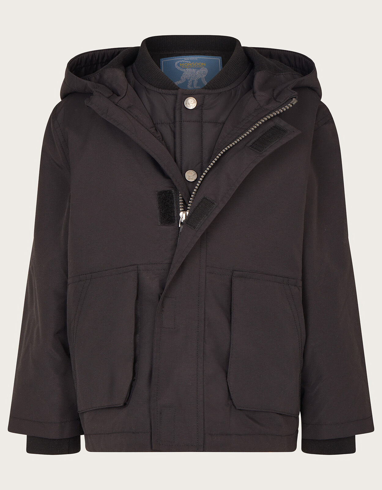 2 in 1 Parka Gilet Coat Black