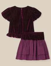 Solana Velvet Taffeta Top & Skirt Set, Purple (PURPLE), large