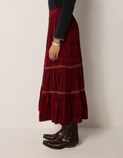 Maison Hotel Josephine Floral Tiered Maxi Skirt, Red (RED), large