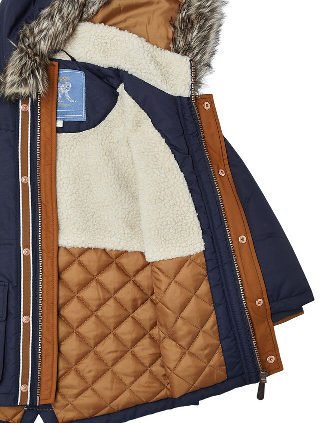 Boys Navy Parka Coat, Blue (NAVY), large