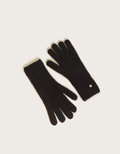 Super Soft Knit Gloves with Recycled Polyester, Black (BLACK), large