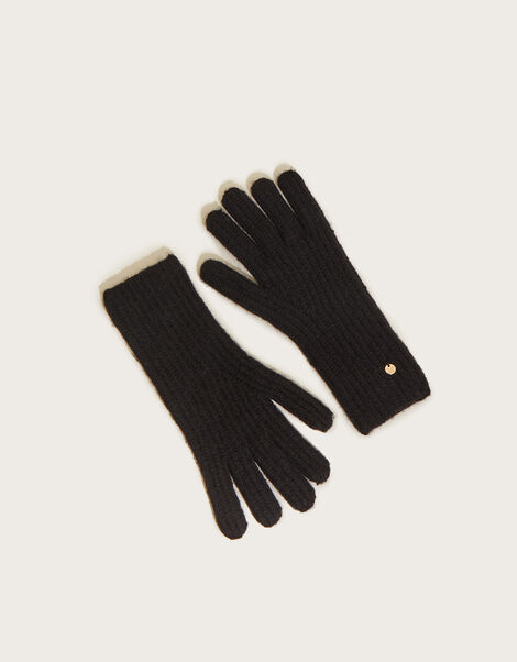 Super Soft Knit Gloves with Recycled Polyester Black, Black (BLACK), large