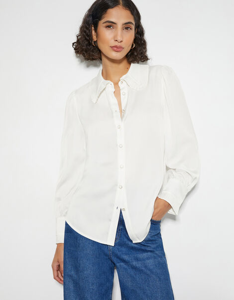 Fifi Frill Collar shirt, White (WHITE), large