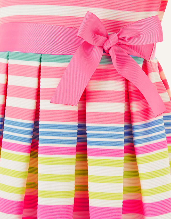 Stripe Pleated Ponte Dress, Multi (MULTI), large