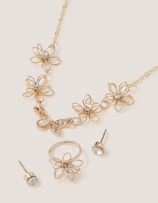 Butterfly Flower Jewellery Set, , large