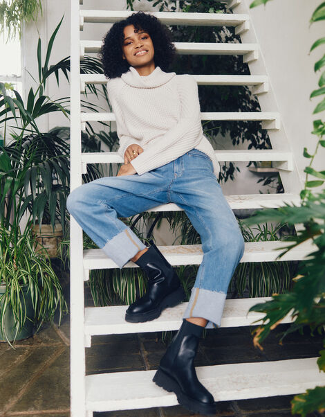 Caitlyn Cowl Neck Stitchy Jumper Ivory, Ivory (IVORY), large