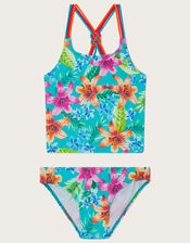 Tropical Print Tankini Set with Recycled Polyester, Green (GREEN), large