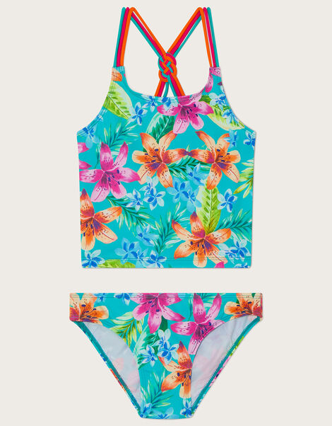 Tropical Print Tankini Set with Recycled Polyester, Green (GREEN), large