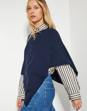 Carly Poncho, Blue (NAVY), large