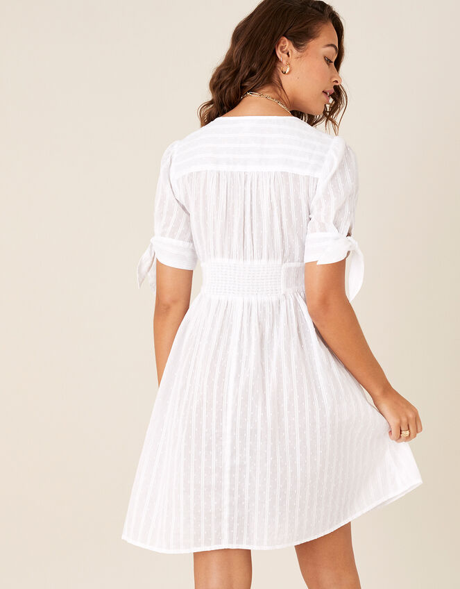 Button-Through Dress in Pure Cotton, Ivory (IVORY), large