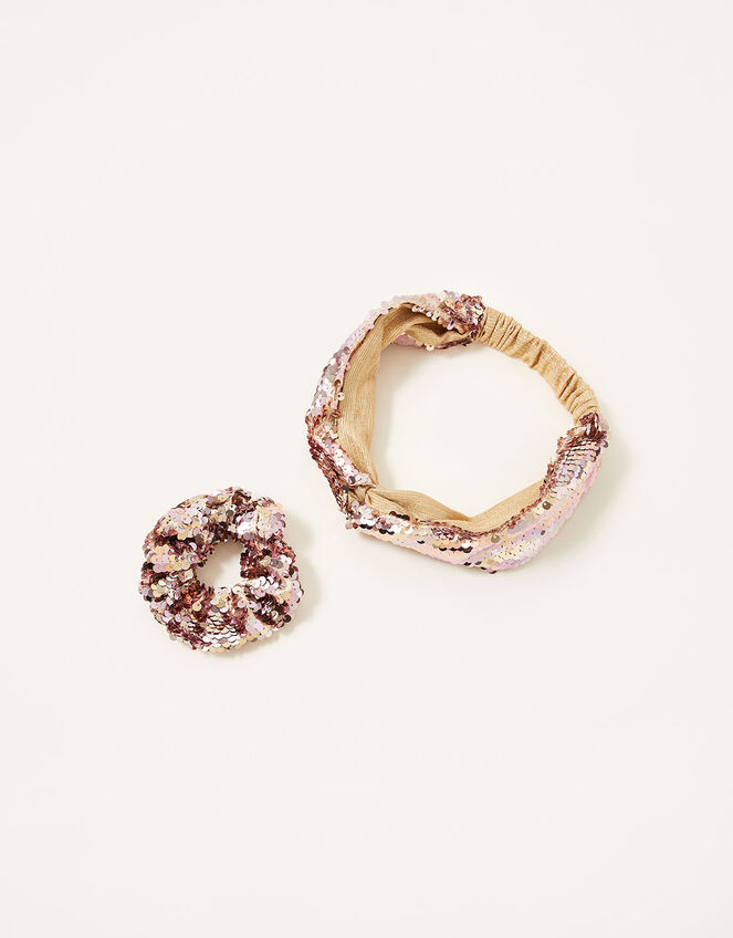 Ombre Sequin Bando and Scrunchie Set, , large