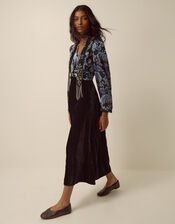 Claudia Floral Devor&eacute; Midi Dress, Black (BLACK), large