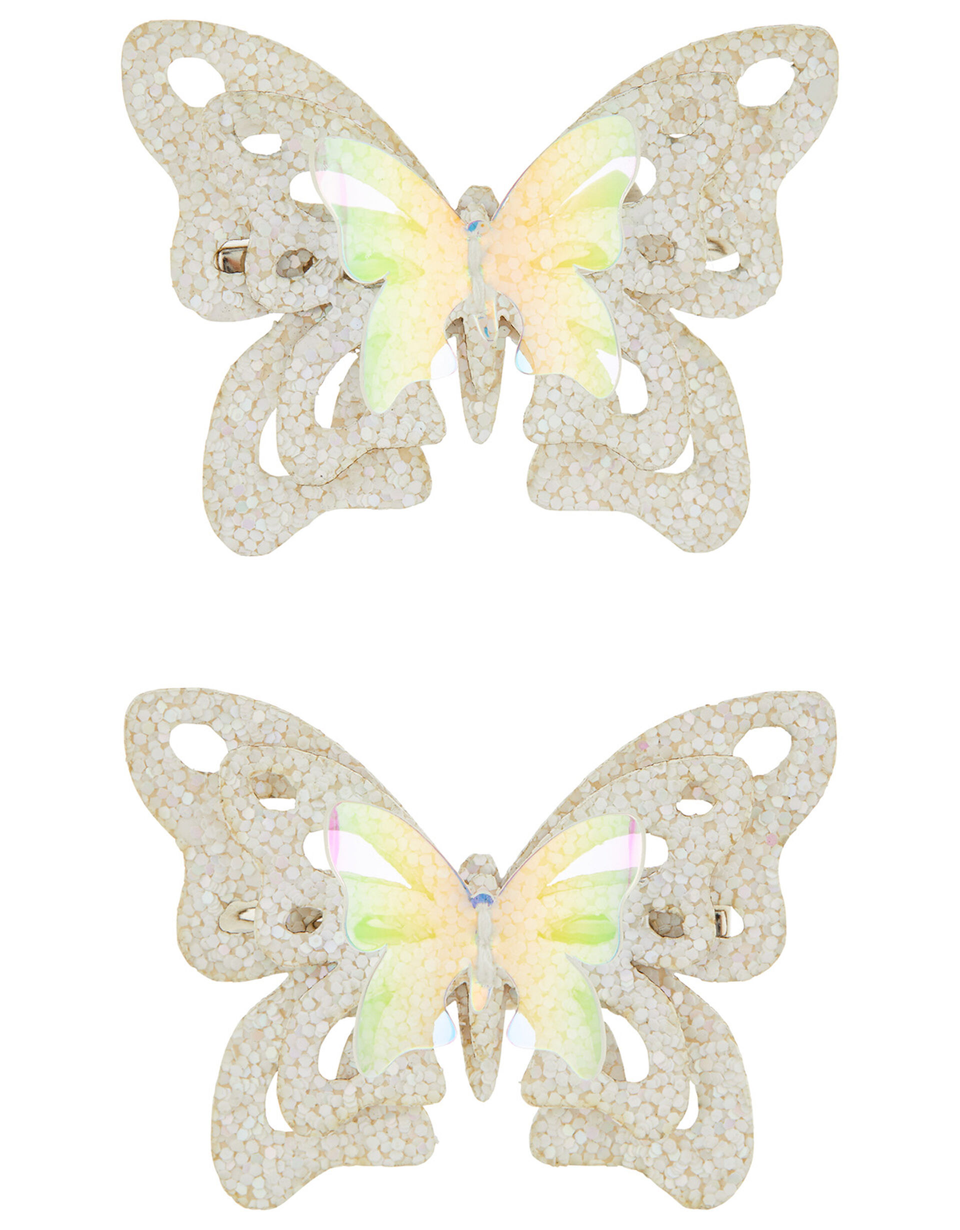 Leah Glitter Butterfly Hair Clips, , large