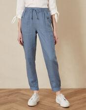 Poppy Linen Joggers, Blue (BLUE), large