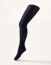 Cable Knit Tights with Natural Bamboo Fibres, Blue (NAVY), large