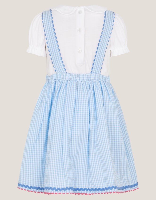 Baby Top & Gingham Pinafore Dress Set, Blue (BLUE), large