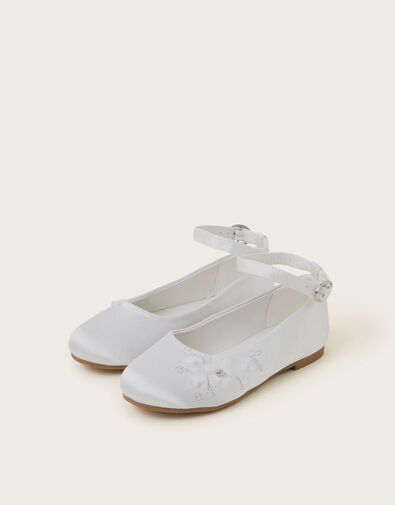 Communion Flower Ballet Flats, White (WHITE), large