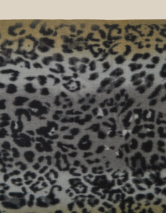 Archi Animal Print Tassel Scarf, Grey (GREY), large