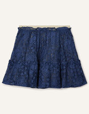 Lace Top and Skirt Set, Blue (NAVY), large