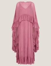 Jodie Cape Ruffle Maxi Slip Dress, Pink (ROSE PINK), large