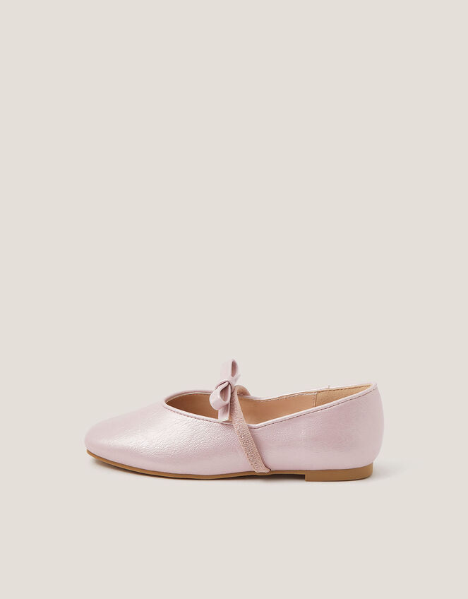 Faux Leather Bow Flats, Pink (PINK), large