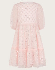 Gracie Long Sleeve Beaded Tunic Dress, Pink (PINK), large