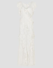 Remi V-Neck Ruffle Maxi Wedding Dress, Ivory (IVORY), large