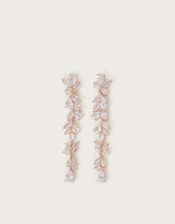 Diamante Leaf Drop Earrings, , large