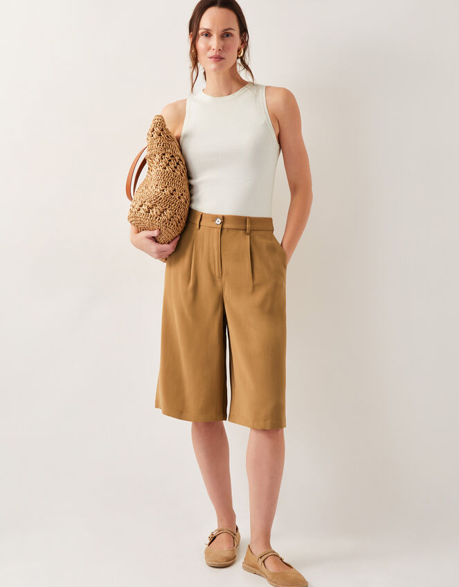 Nina Tailored Longline Shorts, Brown (TOBACCO), large