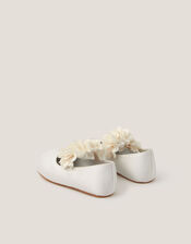 Baby Flower Pom Pom Walker Shoes, Ivory (IVORY), large