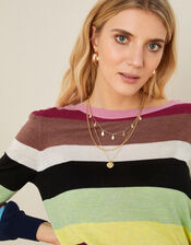 Sandra Stripe Blouson Sleeve Jumper, Blue (NAVY), large