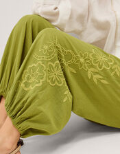 Effie Embroidered Balloon Trousers, Green (GREEN), large