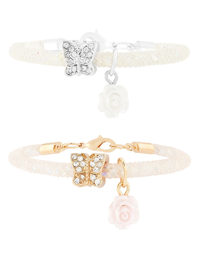 Bead Encased Bracelets with Butterfly Charms, , large
