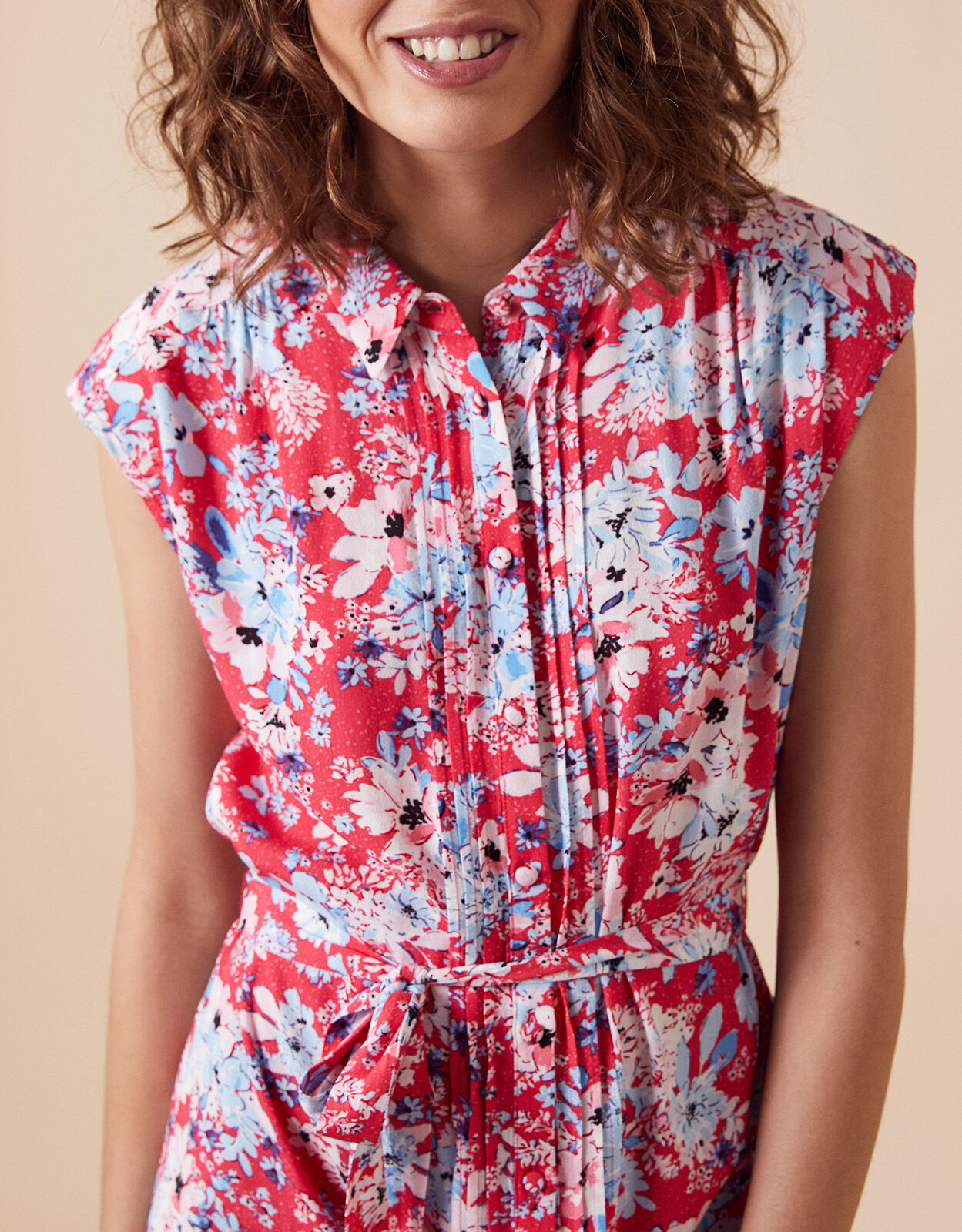 Red print shirt dress clearance