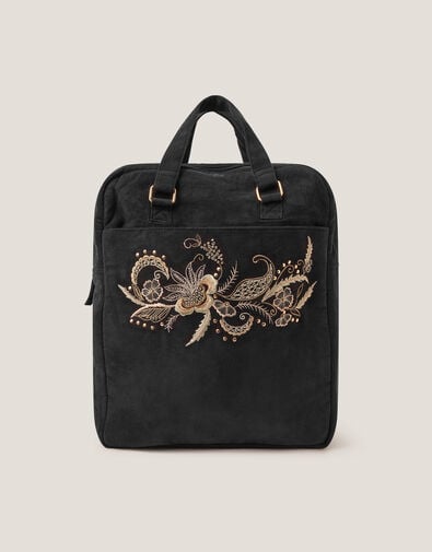 Lily Embroidered Corduroy Backpack, , large