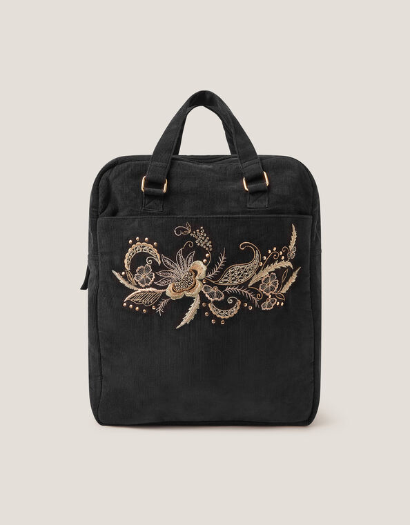 Lily Embroidered Corduroy Backpack, , large
