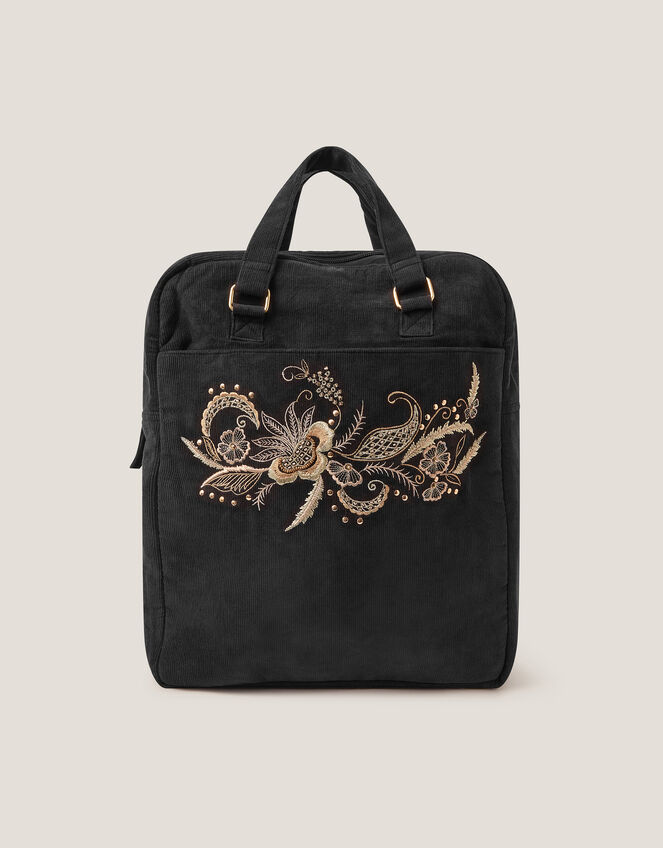 Lily Embroidered Corduroy Backpack, , large