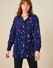Animal Print Blouse with LENZING™ ECOVERO™ , Blue (COBALT), large
