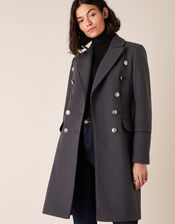 Marie Military Coat, Grey (CHARCOAL), large
