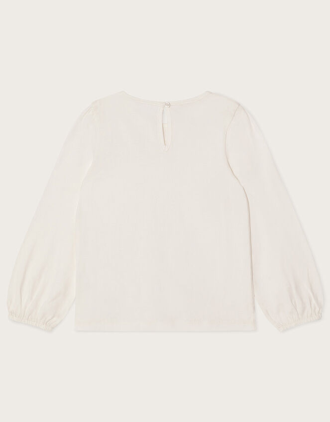 Lace Collar Long Sleeve Top, Ivory (IVORY), large