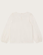 Lace Collar Long Sleeve Top, Ivory (IVORY), large