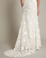 Clare Floral Embroidered Bardot Bridal Dress, Ivory (IVORY), large