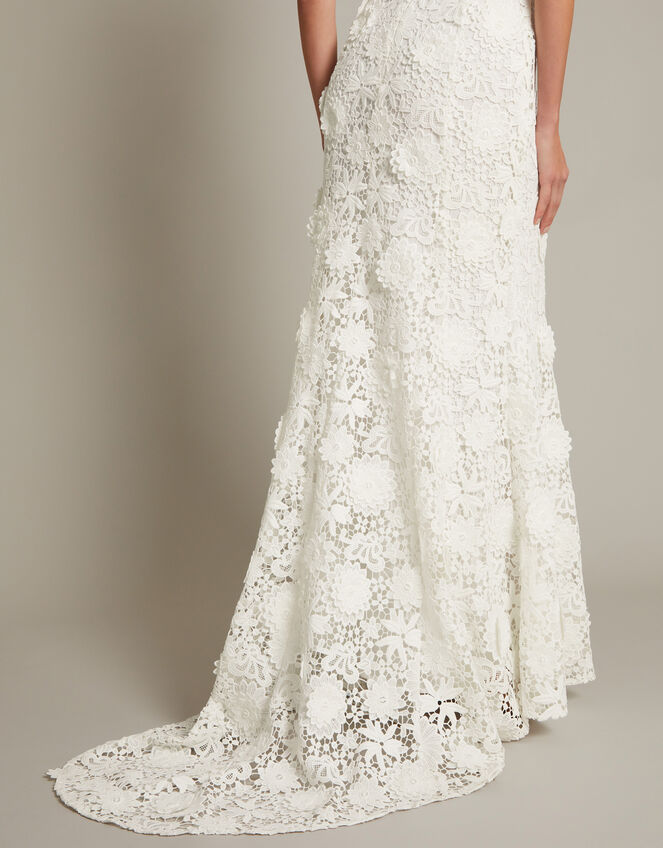 Clare Floral Embroidered Bardot Bridal Dress, Ivory (IVORY), large