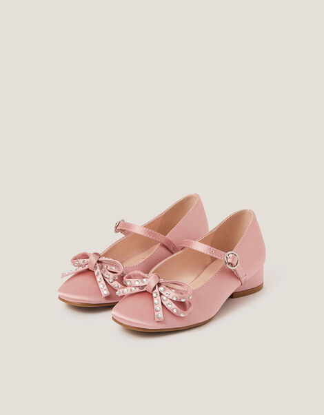 Diamante Bow Ballet Heels, Pink (PINK), large
