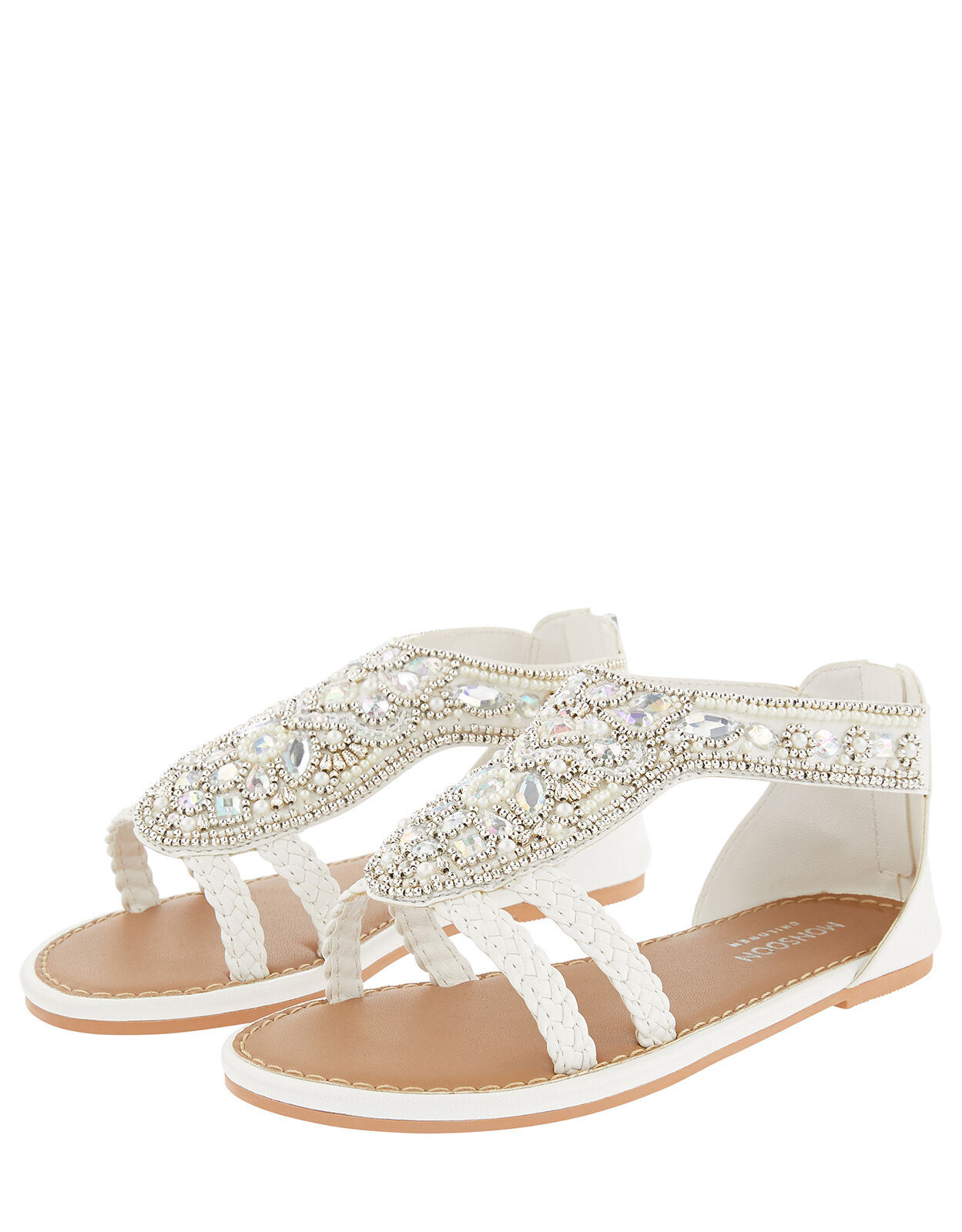 White beaded sandals 2025