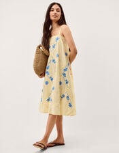 Sophie Embroidered Midi Cami Dress, Yellow (YELLOW), large