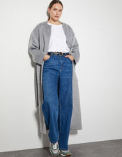 Cassie Long Belted Coat, Gray (GREY), large