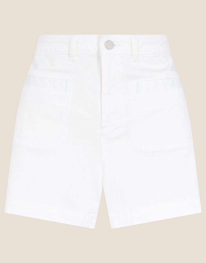 Denim Shorts, White (WHITE), large